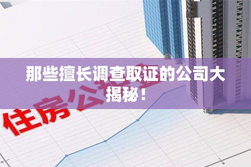 丰泽那些擅长调查取证的公司大揭秘！