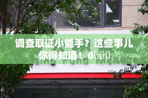 丰泽调查取证小能手？这些事儿你得知道！😎