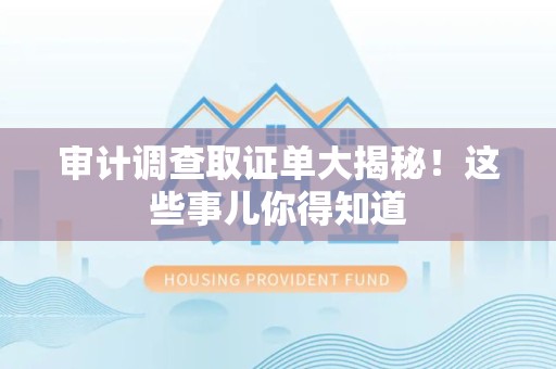 丰泽审计调查取证单大揭秘！这些事儿你得知道