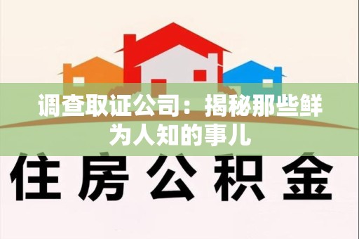 丰泽调查取证公司：揭秘那些鲜为人知的事儿
