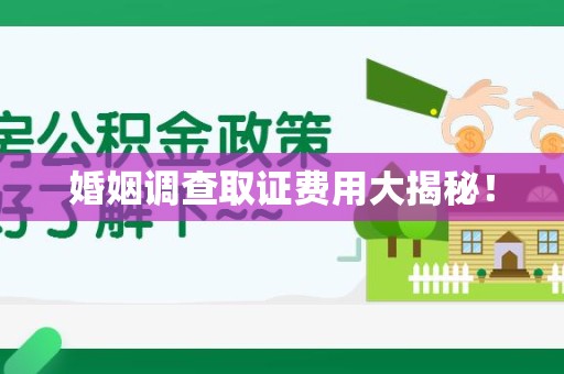 丰泽婚姻调查取证费用大揭秘！