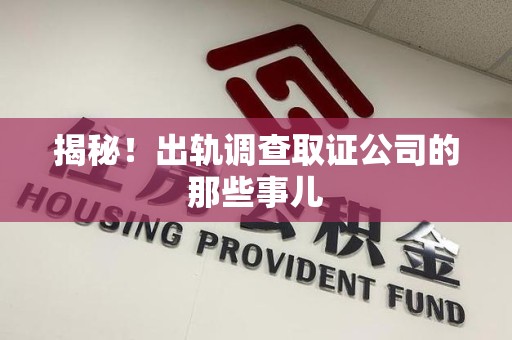 丰泽揭秘！出轨调查取证公司的那些事儿
