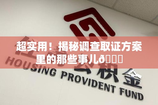 丰泽超实用！揭秘调查取证方案里的那些事儿😎