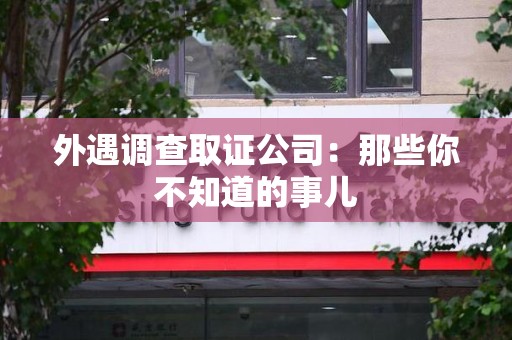 丰泽外遇调查取证公司：那些你不知道的事儿