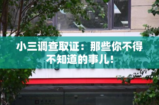 丰泽小三调查取证：那些你不得不知道的事儿！