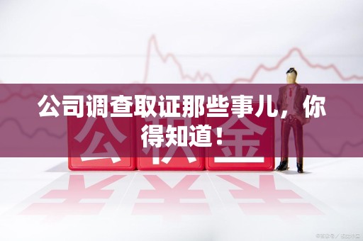 丰泽公司调查取证那些事儿，你得知道！