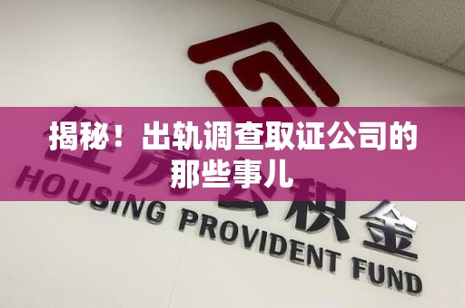 丰泽揭秘！出轨调查取证公司的那些事儿