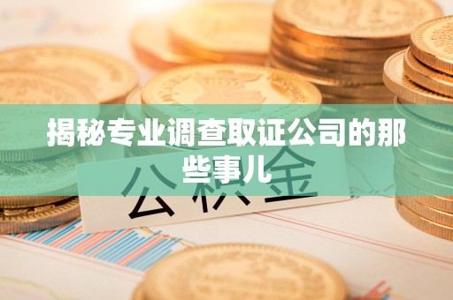 丰泽揭秘专业调查取证公司的那些事儿