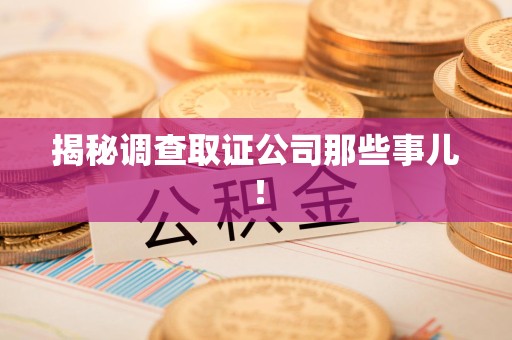 丰泽揭秘调查取证公司那些事儿！