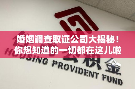 丰泽婚姻调查取证公司大揭秘！你想知道的一切都在这儿啦😉