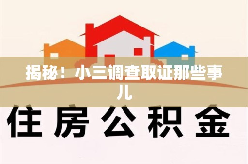 丰泽揭秘！小三调查取证那些事儿