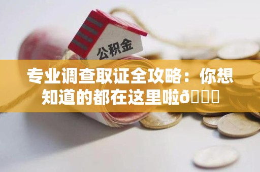 丰泽专业调查取证全攻略：你想知道的都在这里啦😉