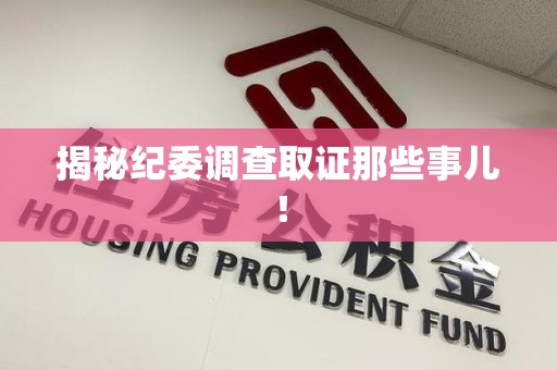 丰泽揭秘纪委调查取证那些事儿！