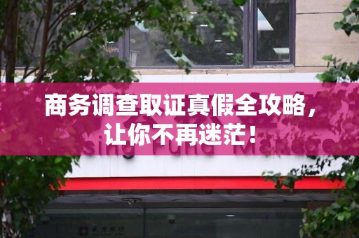 丰泽商务调查取证真假全攻略，让你不再迷茫！