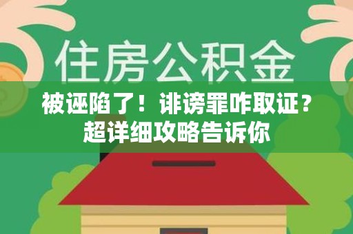 丰泽被诬陷了！诽谤罪咋取证？超详细攻略告诉你