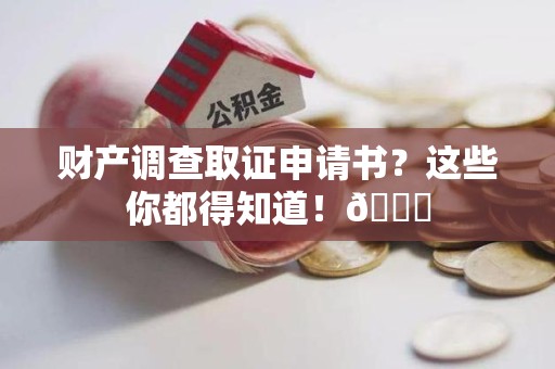 丰泽财产调查取证申请书？这些你都得知道！😎