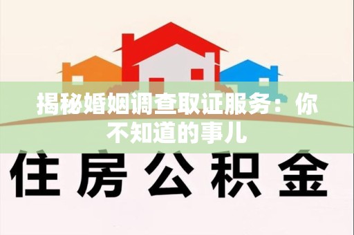 丰泽揭秘婚姻调查取证服务：你不知道的事儿