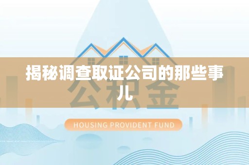 丰泽揭秘调查取证公司的那些事儿
